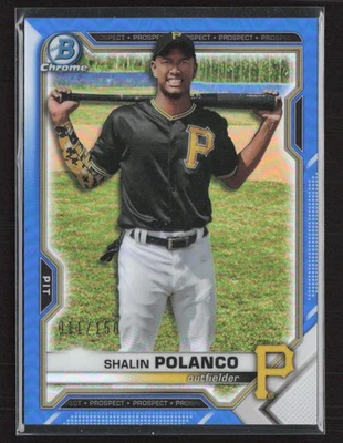 2021 Bowman Chrome #BDC-176 Shalin Polanco Blue Refractor #/150 Pirates (JB) - Image 1 of 2