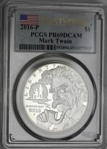 2016-P $1 Mark Twain Commemorative Silver Dollar PCGS PR69DCAM First Strike - Picture 1 of 2