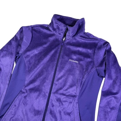 Chaqueta polar Columbia para mujer púrpura cremallera completa Omni calor comodidad térmica grande Foto 1 de 4