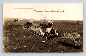 1912 W H MARTIN RPPC Exaggerated Giant Jack Rabbit Lasso by Men in Cars Postcard - Picture 1 of 4