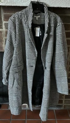 Maurice’s Pea Coat Houndstooth Women’s Plus Size 0X Black/White - Image 1 of 4