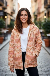 Pendleton Aztec Western Full Zip Chamois Hooded Jacket Women's Size Medium EUC - Picture 1 of 6