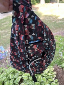 Kavu Rope Sling Bag Pink Teal Geometric Print Multiple Zipper Pockets - Picture 1 of 4