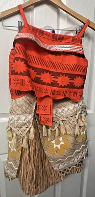 !New Disney Parks MOANA Costume size 11/12 Hawaiian Dress Up Skirt Top - Изображение 1 из 2