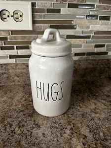 RAE DUNN Artisan Collection HUGS Canister Lid White Kitchen  Jar - Used  - Picture 1 of 7