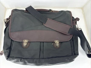Eddie Bauer erweiterte grüne Canvas Leder Messenger Laptop Umhängetasche - Bild 1 von 3