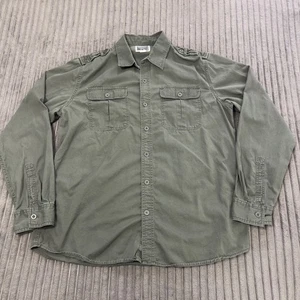 Converse One Star Shirt Mens L Military Green Button Up Flap Pockets Sleeves Y2K - Picture 1 of 9