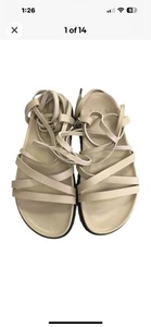 Lita By Ciara Gladiator Sand Sandals Womens Size 39 Beige Strappy Leather NWB - Picture 1 of 5