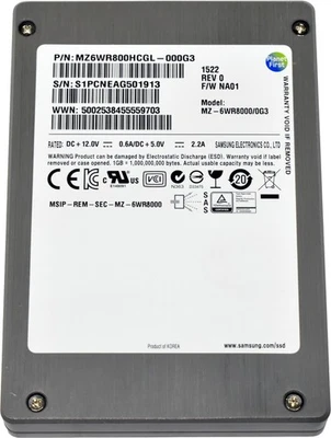 Samsung 800GB 2.5" 6G SAS SSD MZ-6WR8000/0G3 MZ6WR800HCGL-000G3 512 Bytes - Bild 1 von 4