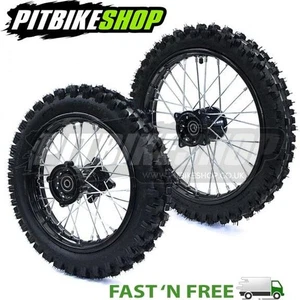 Road Legal Pit Bike Wheels & Tyres Set 17" Front 14" Rear 15mm Pair E Approved - Picture 1 of 4