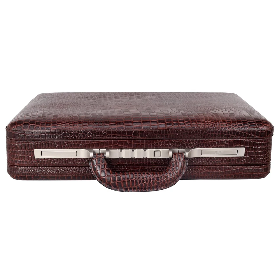ACEKING CROCO LEATHER BRIEFCASE ATTACHE 18 INCH EXPANDABLE ITALIAN SECURITY LOCK - Image 1 of 1