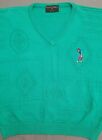 Vintage  Tricot Colours Mens Golf Green Sweater Cotton Made In Ireland Size L