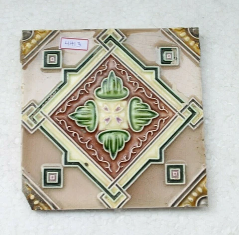 VINTAGE TILE ART NOUVEAU MAJOLICA YELLOW FLOWER DESIGN ARCHITECTURE TILE NH4413 Cover