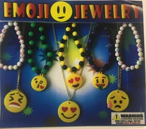24 EMOJI EMOTICON NECKLACES, BRACELETS PARTY FAVORS GOODY BAGS TREAT BOXES POOL - Picture 1 of 1