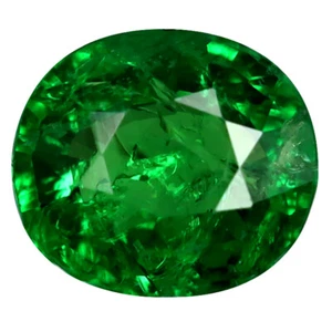 Granate tsavorita verde Tanzania corte ovalado impresionante de 1,06 quilates (7 x 6 mm) - Imagen 1 de 2
