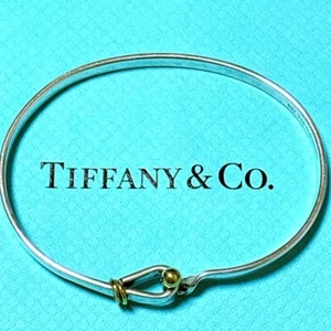TIFFANY & Co. Bracelet Hook & Eye Bangle Silver 18K Yellow Gold Accessory - Picture 1 of 9