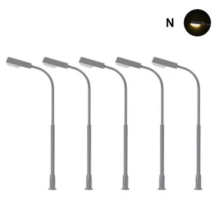 5pcs Modelo Trenes N Escala 1: 160 Lámpara de metal Luces de calle LED blancos cálidos - Imagen 1 de 6