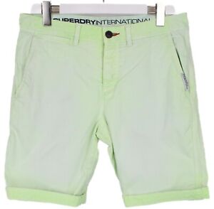 SUPERDRY International Shorts Men's SMALL Chino Turn Up Faded Button Fly Green
