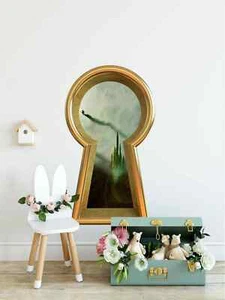 Keyhole Fabric Wall Decal Wicked Witch Flying Over OZ Emerald City Castle Decor - Picture 1 of 7