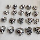 15pcs Wholesale Big Gothic Punk Skull Antique Silver Rings Mixed Style Jewelry