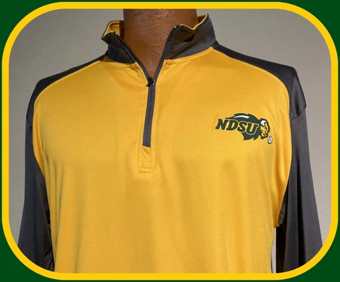 NORTH DAKOTA STATE BISON BADGER SPORT 1/4 ZIP  PULLOVER JERSEY SHIRT ADULT LG Cover