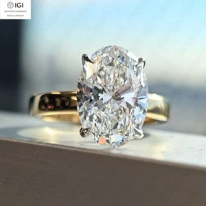 3.00Ct IGI E VS1 OVAL CUT LAB GROWN DIAMOND ENGAGEMENT RING IN 14K TWO-TONE GOLD - Picture 1 of 16