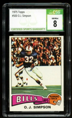 1975 Topps Football Card #500 O.J. Simpson - Buffalo Bills - CSG 8 NM/MINT - Image 1 of 2