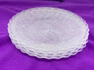 Vintage Metropolitain Museum of Art 4er Set Pfauen Teller Pressglas 5,75" - Bild 1 von 8
