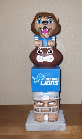Detroit Lions NFL Team Mascot Tiki Totem Pole Fan Cave Decor - NEW Cover