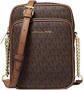 MICHAEL KORS JET SET Travel CROSSBODY BAG w 6 POCKETS Brown - Picture 1 of 6