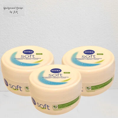 3x 200ml Nivea Creme Soft erfrischende Feuchtigkeitscreme für Gesicht und Körper - Bild 1 von 2