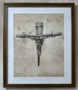 Impresión Fotográfica Decorativa Cruz Crucifixión Jesucristo Firmada Única Enmarcada - Imagen 1 de 7