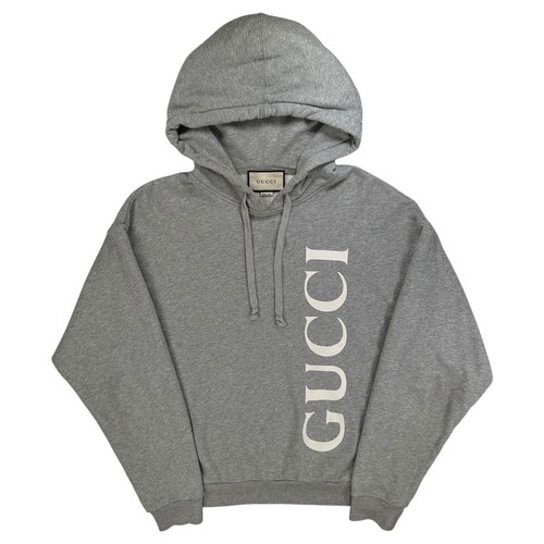 Felpa Gucci taglia M grigia logo verticale stampa grafica coulisse