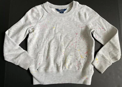 Polo Ralph Lauren Girls Kids Grey Paint Splattered Sweater Fleece Sweatshirt S 7 - Image 1 of 4