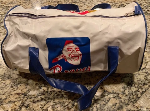 Vintage Atlanta Braves Hostess 15” Vinyl Zip Up Duffle Bag Rare Vtg Advertising Cover