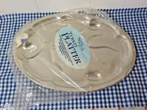 Vintage vernickelt ovale Platte Serviertablett Truthahn Baum 18" - Bild 1 von 4