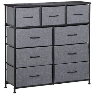 9 Drawers Dressers for Bedroom Fabric Storage Tower Chest Organizer Unit Gray - Picture 1 of 18