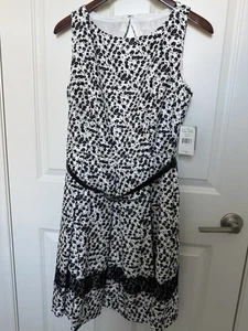 Neu Danny and Nicole Baumwolle weiß schwarz Partykleid Größe 8 Damen neu mit Etikett - Bild 1 von 14