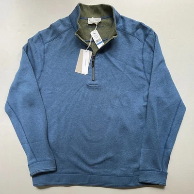 Tommy Bahama Suéter Flipshore XL Media Cremallera Pullover Reversible Azul Verde Nuevo con Etiquetas Foto 1 de 4