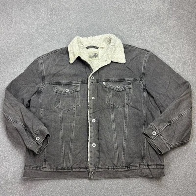 Levis Denim Jacket Adult Large Grey Sherpa Lined Silver Tab Trucker Fleece Men* - Image 1 of 4