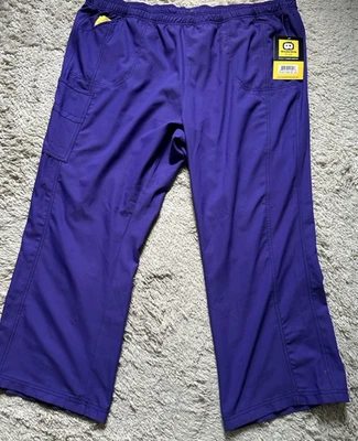 WONDER WINK Women's Plus Size 3X Purple Elastic Waist Drawstring Scrub Pants NWT - Image 1 of 4