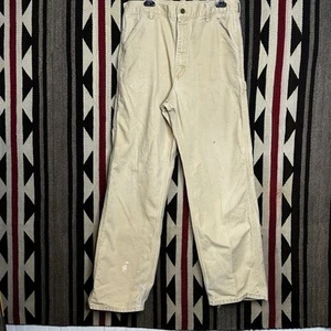 carhartt dungaree pants Sz 32x32 White VTG 80s 90s Carhartt Made In USA  - Picture 1 of 12