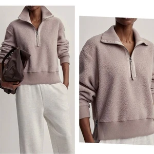 NEW VARLEY Roselle Half Zip Fleece in Sphinx Mauve Dusty Pink Satin Trim Size XL - Picture 1 of 7