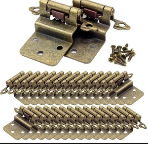 3/8” Inset Cabinet Door Hinges Antique Brass 50 Pack 25 Pairs Self Closing - Picture 1 of 3
