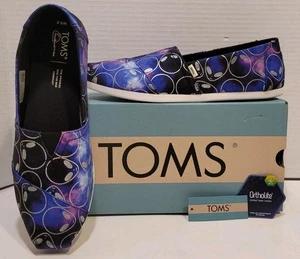 NWB TOMS Alpargata Black Foil Alien Galaxy Print Slip On Shoes Women's Size 9.5 - Picture 1 of 19