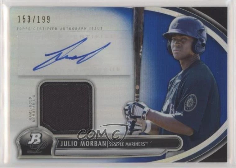 2013 Bowman Platinum Auto Relic Blue Refractor /199 Julio Morban #AR-JMO Auto - Image 1 of 2