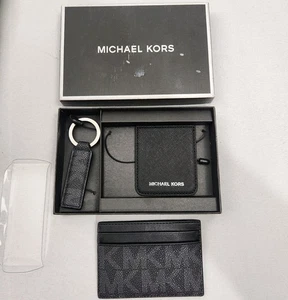 MICHAEL KORS Cartera para Tarjeta de Crédito y Llavero Negro Paquete de Regalo para Hombre - Imagen 1 de 9