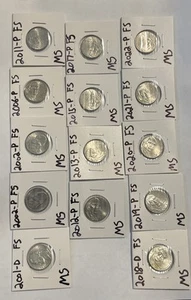 🔥Lot 14 MS FS KEY DATE Nickels Proof Like P + D 01,02,06,11-13,15,17-22 - Picture 1 of 3