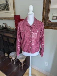 Vintage Y2K Women's Medium Snake Print Faux Leather Short Jacket ButtonUp Barbie - Picture 1 of 9