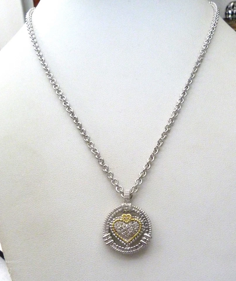 COLLAR CADENA COLGANTE CORAZÓN DIAMANTES 1/4 CTW PLATA ESTERLINA 18K JUDITH RIPKA Foto 1 de 1